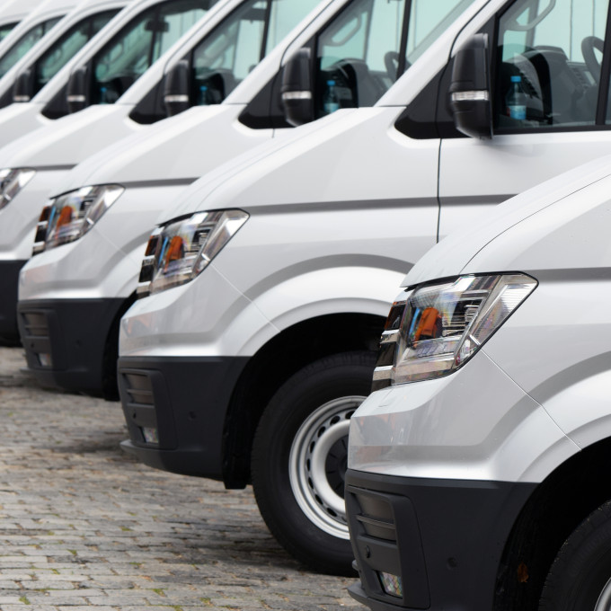 row of white vans