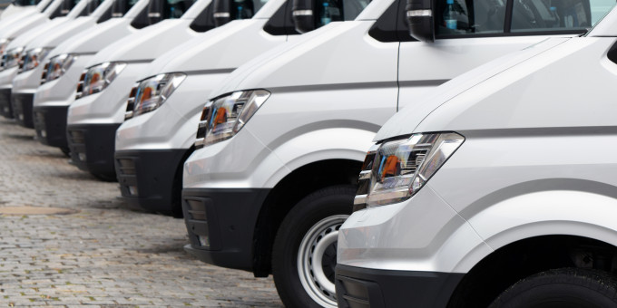 row of white vans