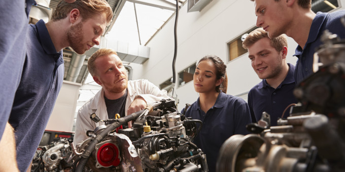 Group of interns working on engine v2