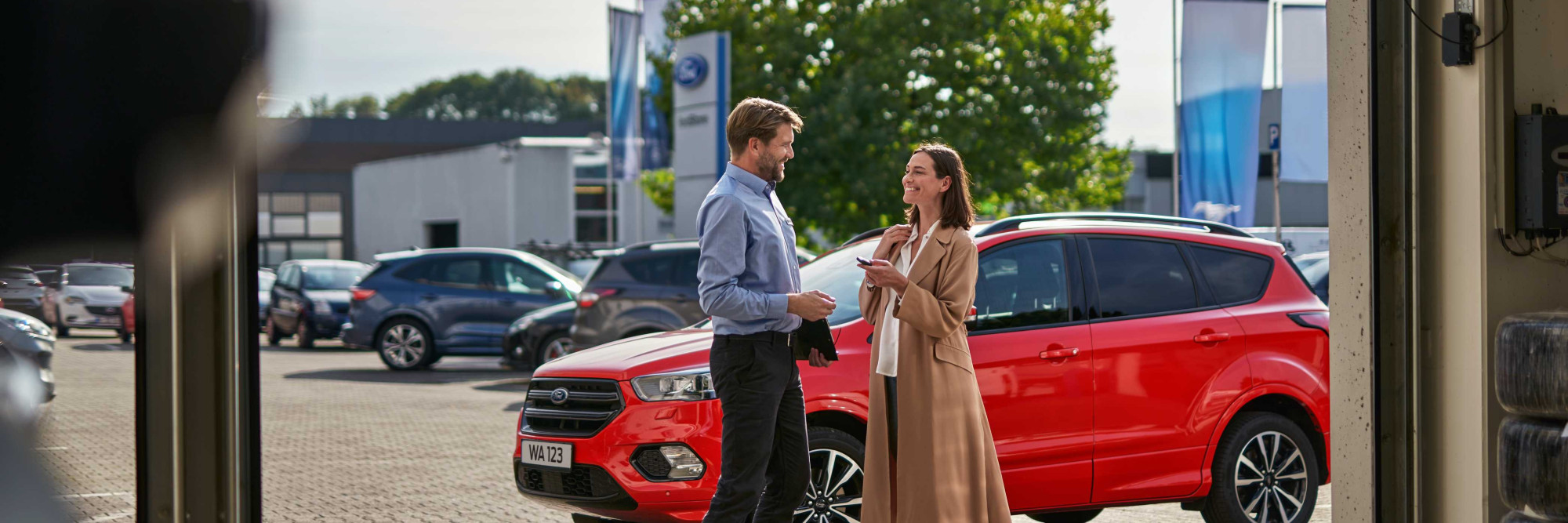 fcsd ford service 2022 kuga red ford economy service customer handover vehicle to service advisor at interactive reception