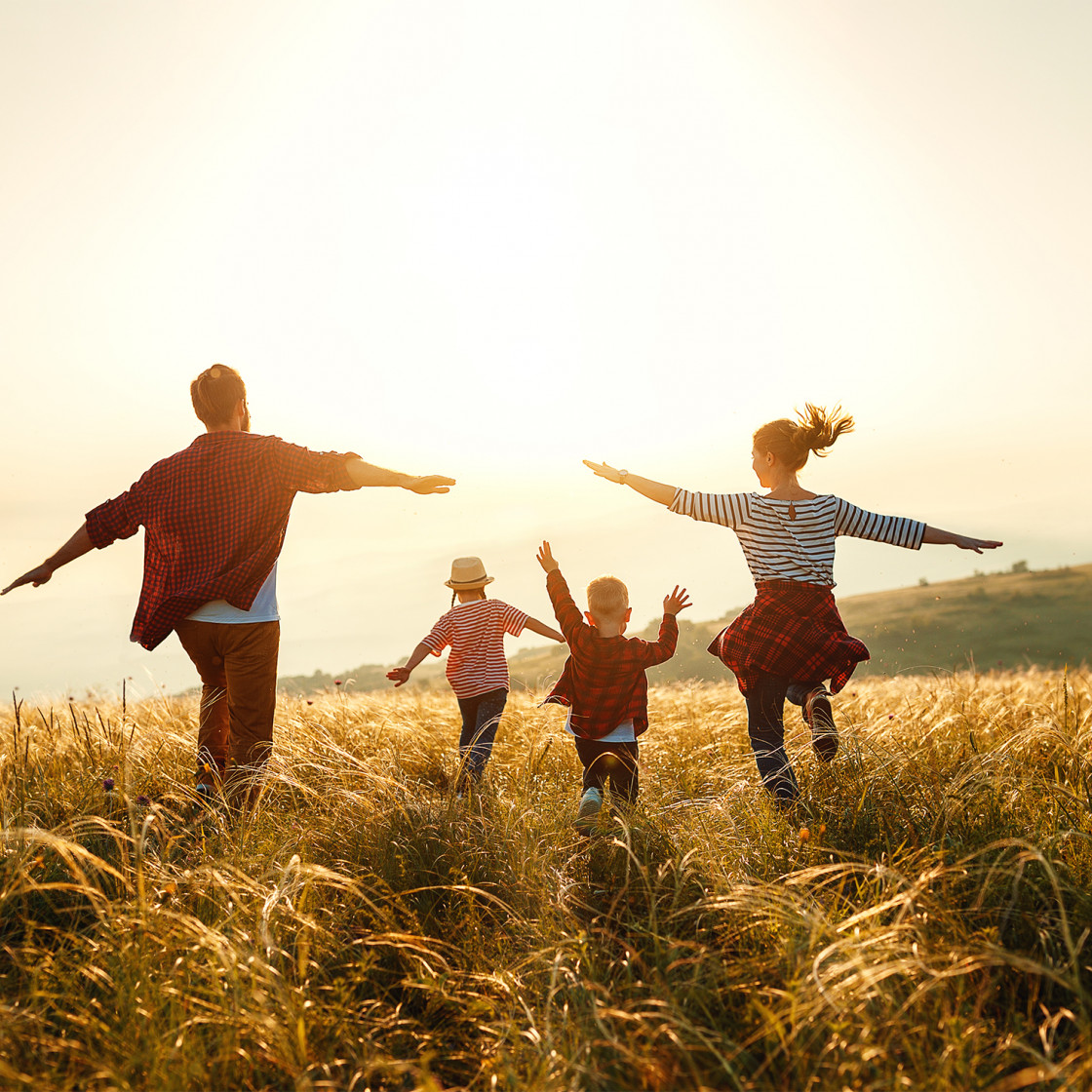 family in field