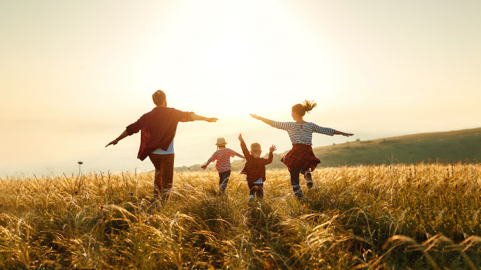 family in field