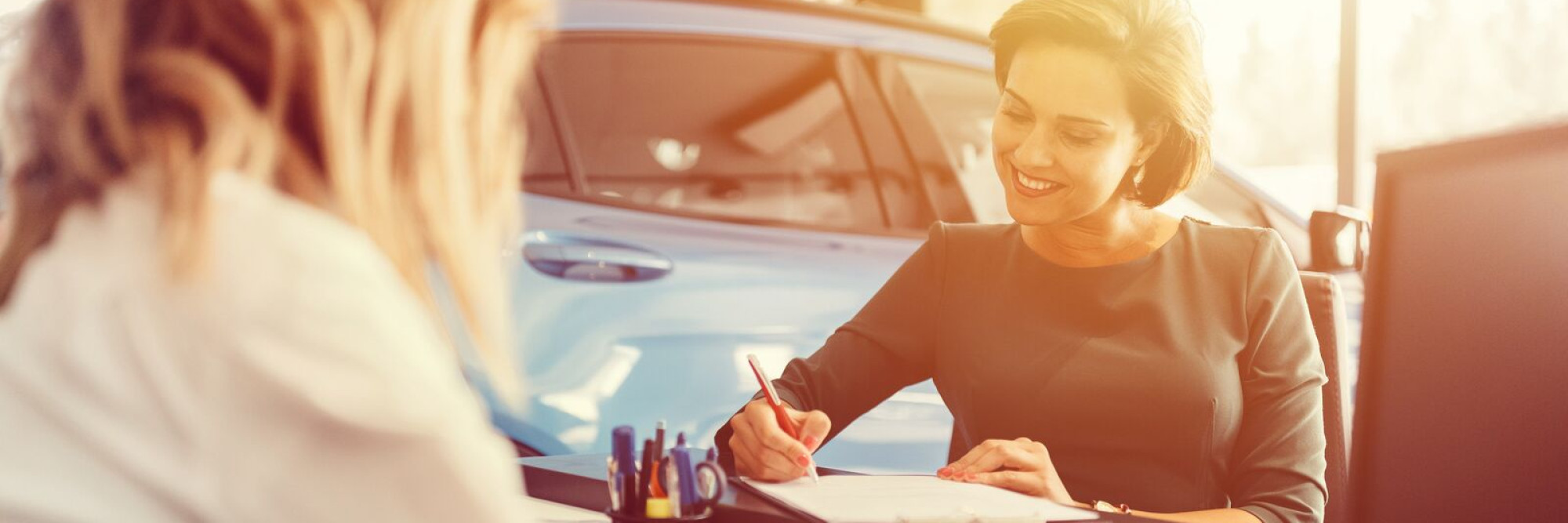 Large Women in car dealership v2